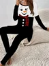 Women Christmas Snowman Printing Two-Piece Set Daily Long Sleeve Casual Spring/Fall Top With Pants Matching Set