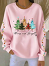 Women Christmas Crew Neck Printing Casual Spring/Fall Long Sleeve Sweatshirt