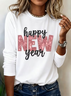 Women Text Letters Long Sleeve Tee T-shirt Crew Neck Casual Spring/Fall Tunic Top