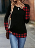 Women Plaid Long Sleeve Tee T-shirt Crew Neck Casual Spring/Fall Tunic Top