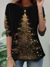 Women Christmas Long Sleeve Tee T-shirt Crew Neck Casual Spring/Fall Tunic Top