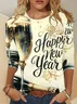Women Text Letters Long Sleeve Tee T-shirt Crew Neck Casual Spring/Fall Tunic Top