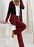 Women Striped Printing Two-Piece Set Daily Long Sleeve Casual Spring/Fall Coat With Pants Matching Set