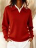 Women Plain Split Joint Winter Street Long Sleeve Shawl Collar Cotton Sweater