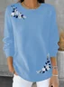 Women Floral Printing Spring/Fall Casual Long Sleeve Crew Neck Sweater