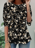 Women Floral Long Sleeve Tee T-shirt Crew Neck Casual Spring/Fall Tunic Top