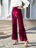 Women Plain Long Elastic Waist Pants Vintage Spring/Fall Trousers