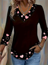 Women Heart/Cordate Long Sleeve Tee T-shirt V Neck Printing Casual Spring/Fall Graphic Tee Top