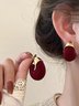 Ankola Red Flocked Earrings - Fashionable Autumn/winter New Style Light Luxury High-end Electroplated Retro Style Earrings