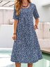 Ditsy Floral JFN Round Neck Pocket Vacation Midi Dress