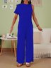 Women's Commuting Asymmetry Sleeve Solid Jumpsuit & Romper Jumpsuit