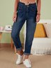 Blue Casual Denim Plain Pockets Jeans