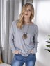 JFN Round Neck Solid Causal Tunic Top