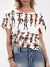 Cotton Short Sleeve Printed Tops