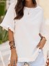 Cotton-Blend Short Sleeve Shift Plain Top Tunic
