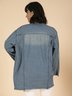 Blue Shirt Collar Plain Long Sleeve Denim Denim Jacket