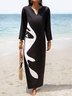 Printed Casual Long Sleeve Cotton-Blend Weaving Dress