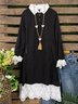Shawl Collar Long Sleeve Casual Knitting Dress